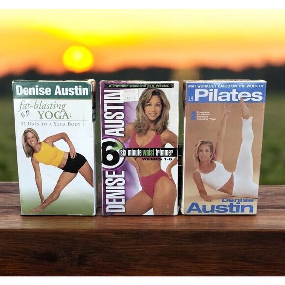 Vtg Denise Austin 6 Minute Waist Trimmer: Weeks 1-6 VHS Lot Pilates Fat Burning - Picture 1 of 9